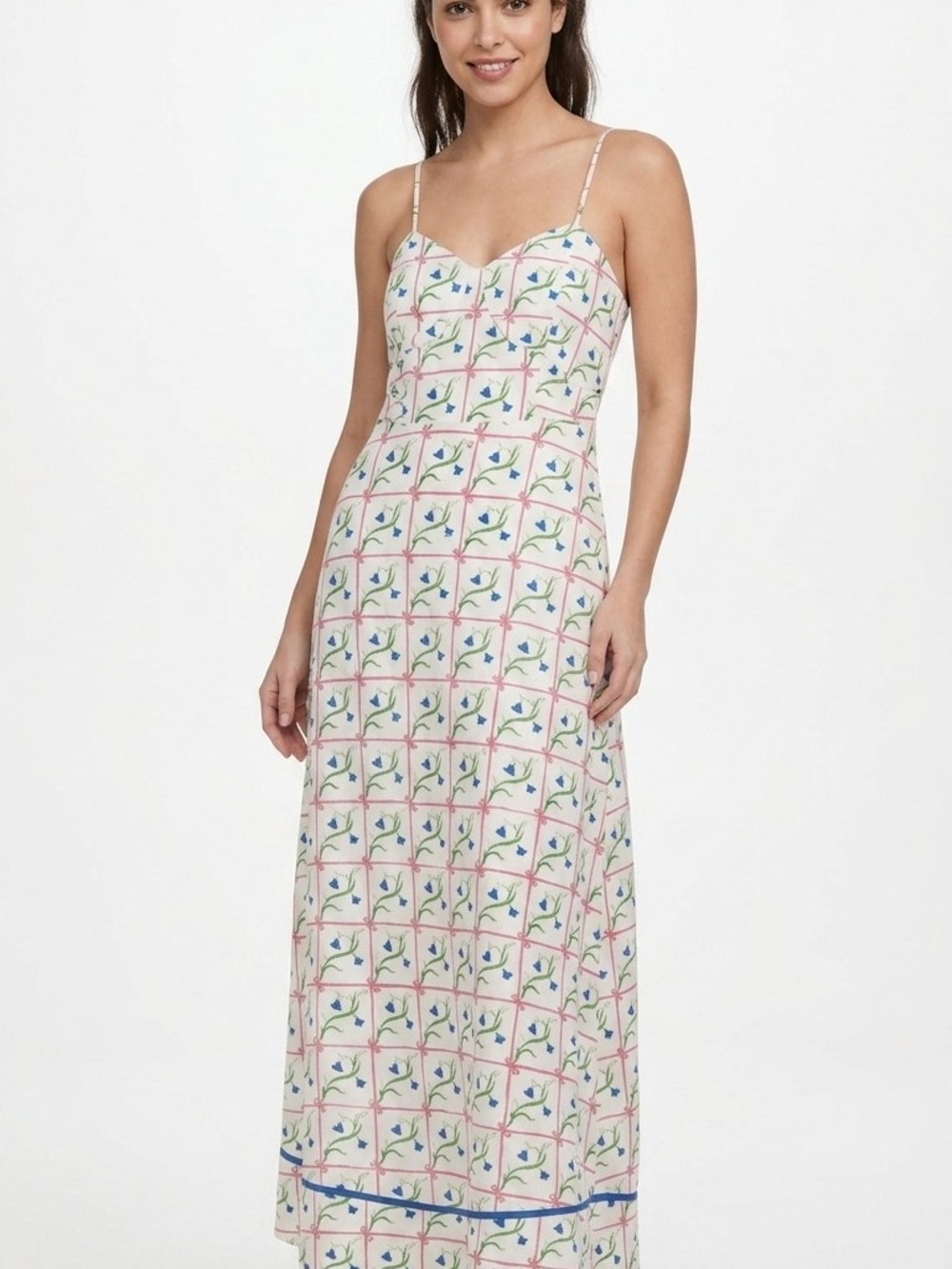 Joie Floral Grid Linen-Blend Maxi Dress